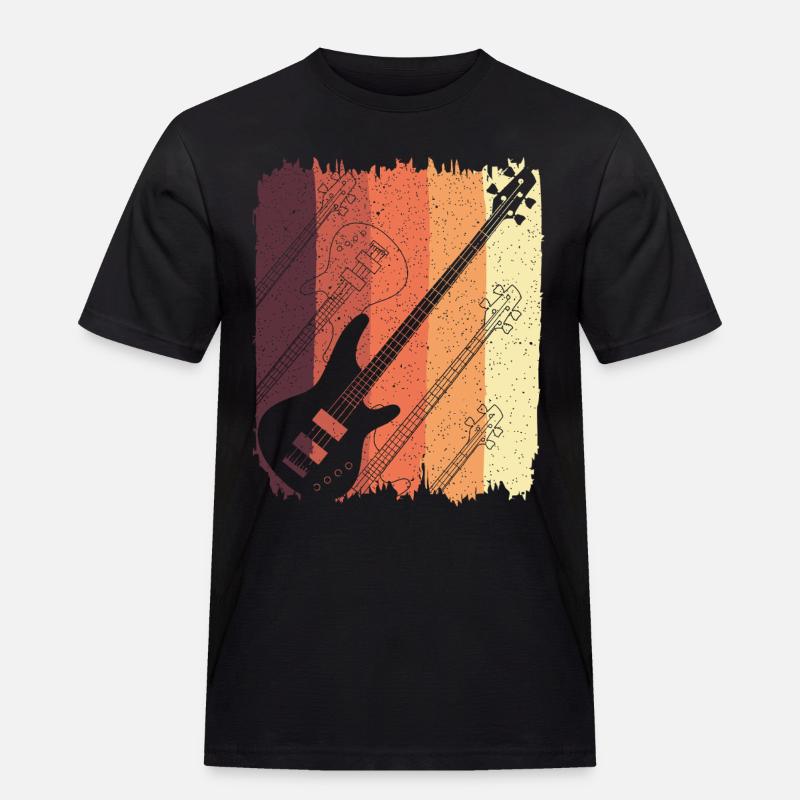 Retro-Gitarre Sunset Stripes - Männer Workwear T-Shirt - Schwarz