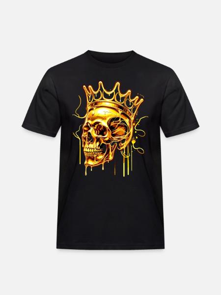 Golden Melting Skull Crown - Men's Workwear T-Shirt - black