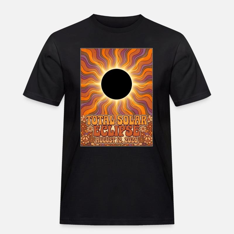 Total Solar Eclipse 2026 Sunburst-Poster - Männer Workwear T-Shirt - Schwarz