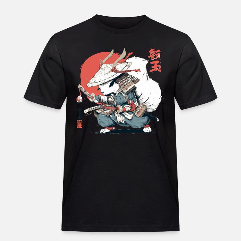Samurai-Eichhörnchen, japanischer Krieger, Ukiyo-e-Stil Su - Männer Workwear T-Shirt - Schwarz
