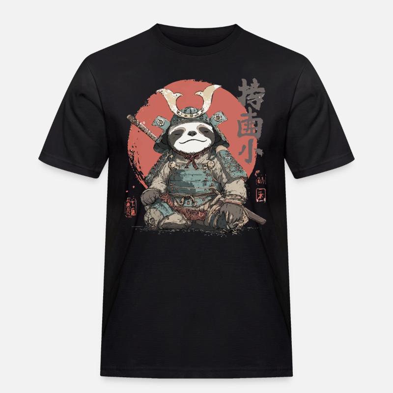 Faultier-Samurai-Rüstung - Männer Workwear T-Shirt - Schwarz