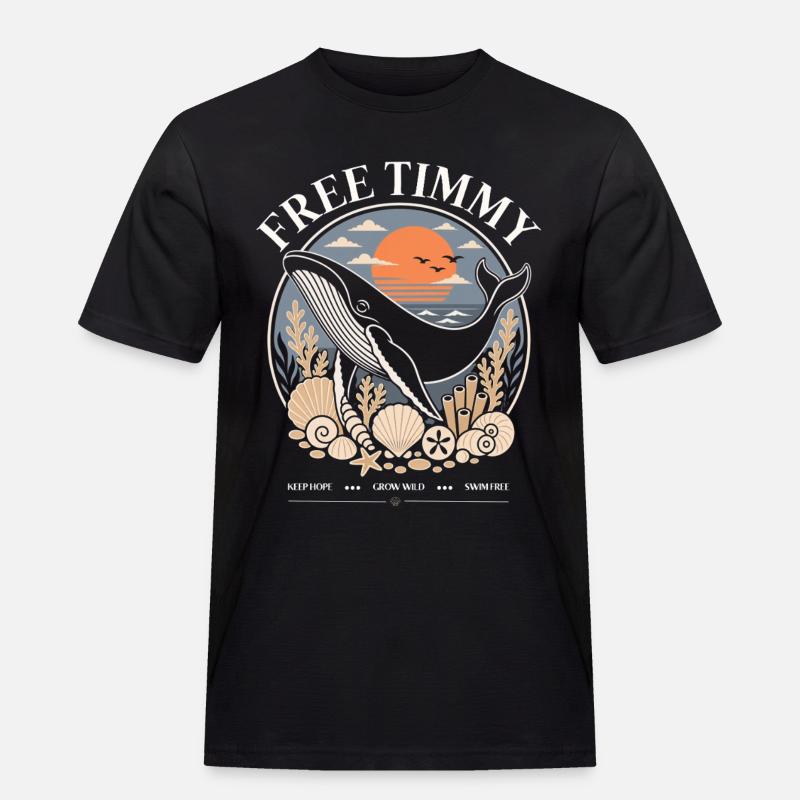 Buckelwal Timmy Hope Statement Merch - Männer Workwear T-Shirt - Schwarz