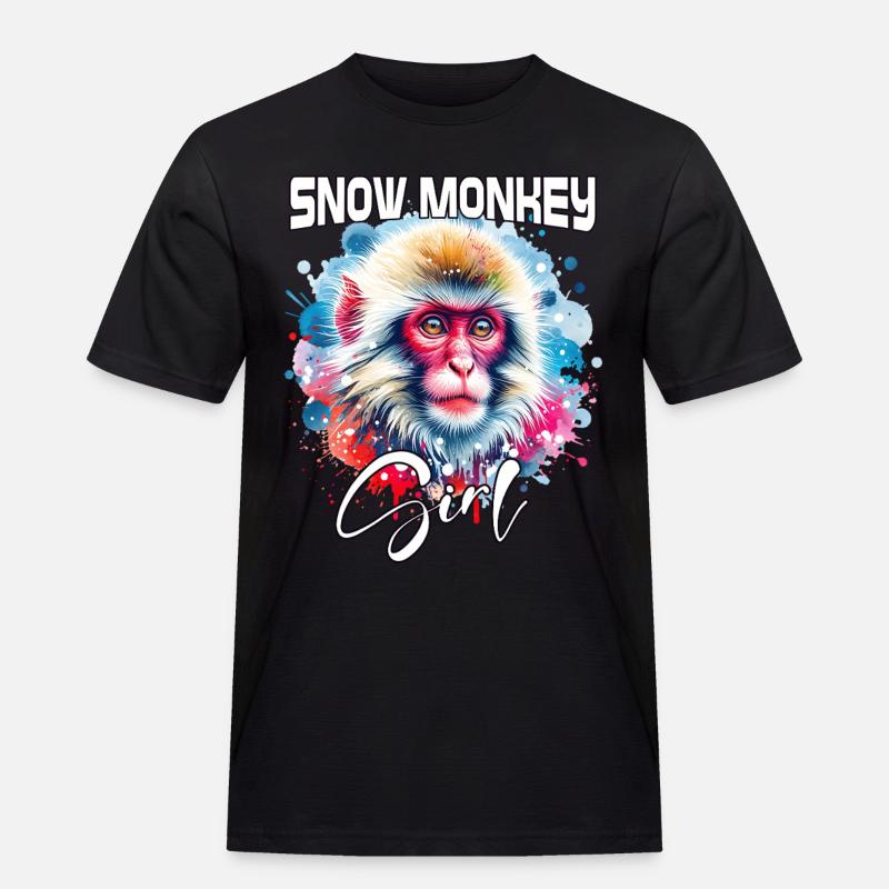 Snow Monkey Mädchen Schneeaffe - Männer Workwear T-Shirt - Schwarz