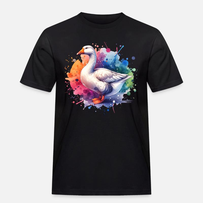 Pilgrim Gans Geschenk - Männer Workwear T-Shirt - Schwarz