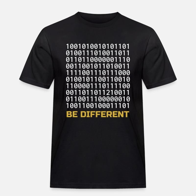 Be Different: Binäres Muster mit Botschaft - Männer Workwear T-Shirt - Schwarz