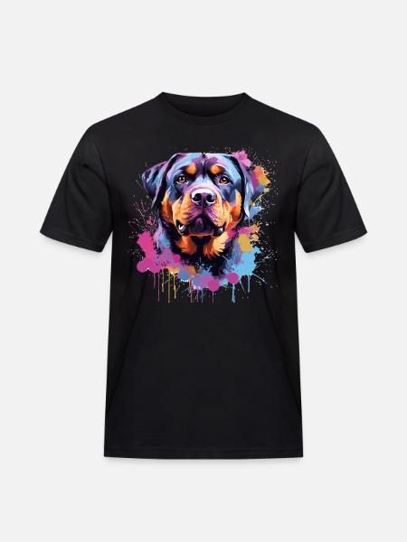Rottweiler Bunker Splash Art Hund - Männer Workwear T-Shirt - Schwarz