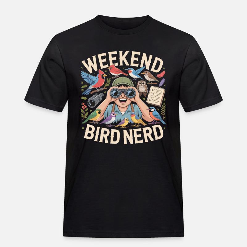 Weekend Bird Nerd Vogelbeobachter - Männer Workwear T-Shirt - Schwarz