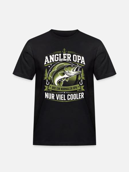 Angler Opa Viel Cooler - Männer Workwear T-Shirt - Schwarz