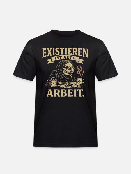 Skelett Existieren Arbeit Shirt - Männer Workwear T-Shirt - Schwarz