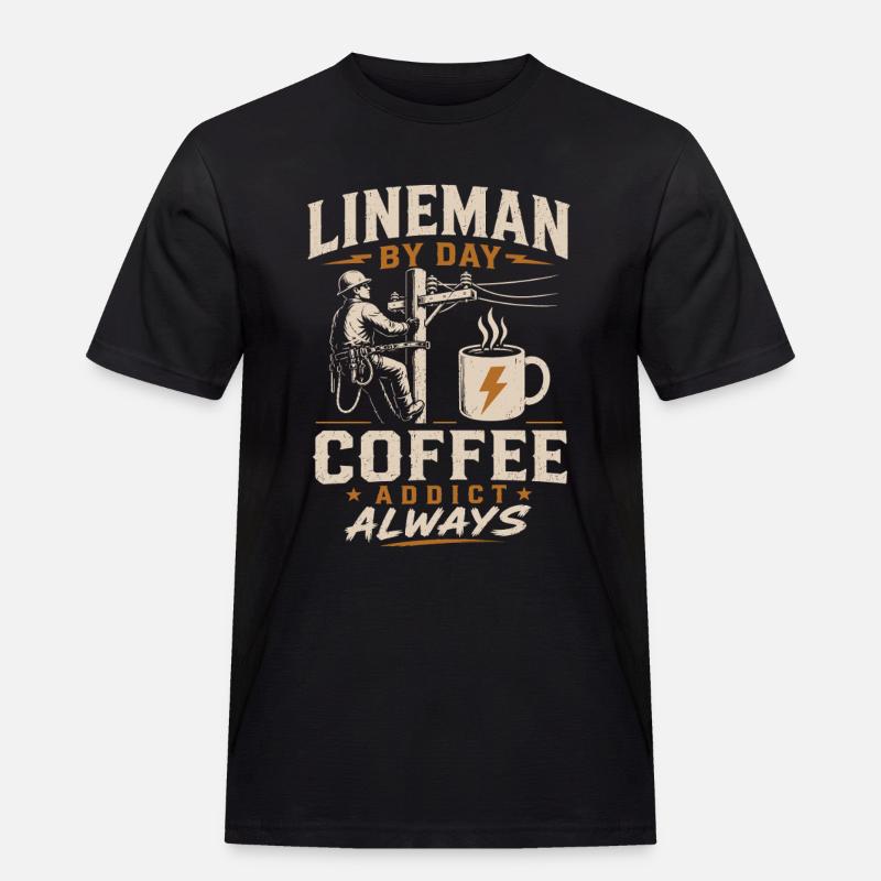 Strom Techniker Kaffee Kabel Arbeit - Männer Workwear T-Shirt - Schwarz