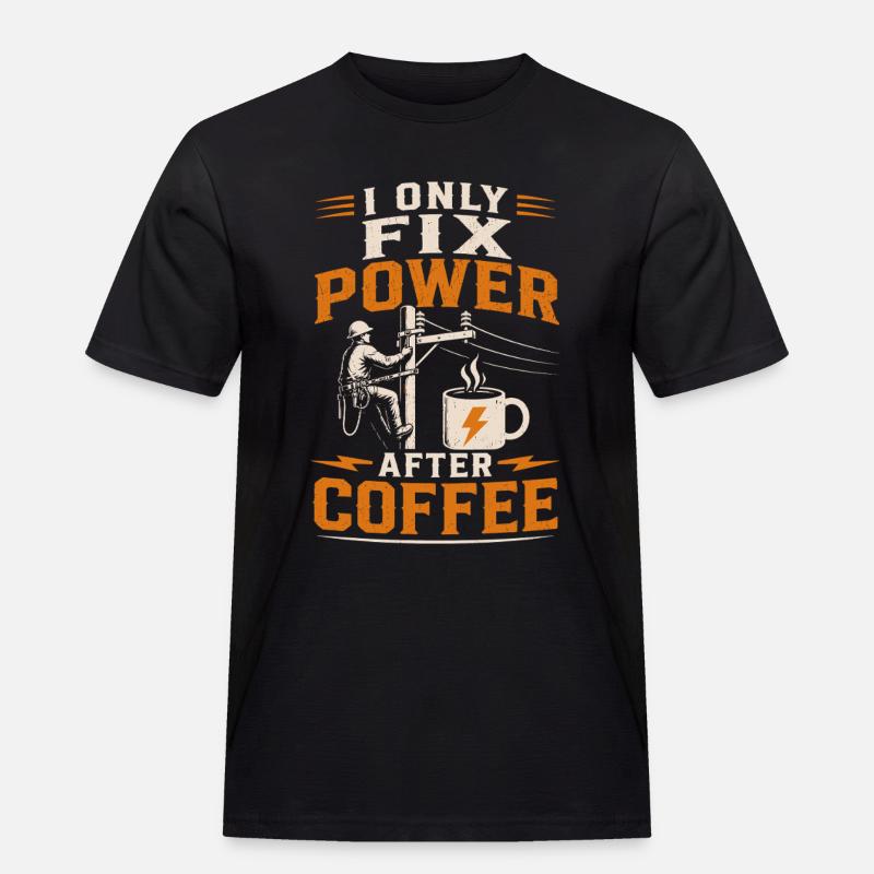 Elektriker Kaffee Spannung Kabel Technik - Männer Workwear T-Shirt - Schwarz