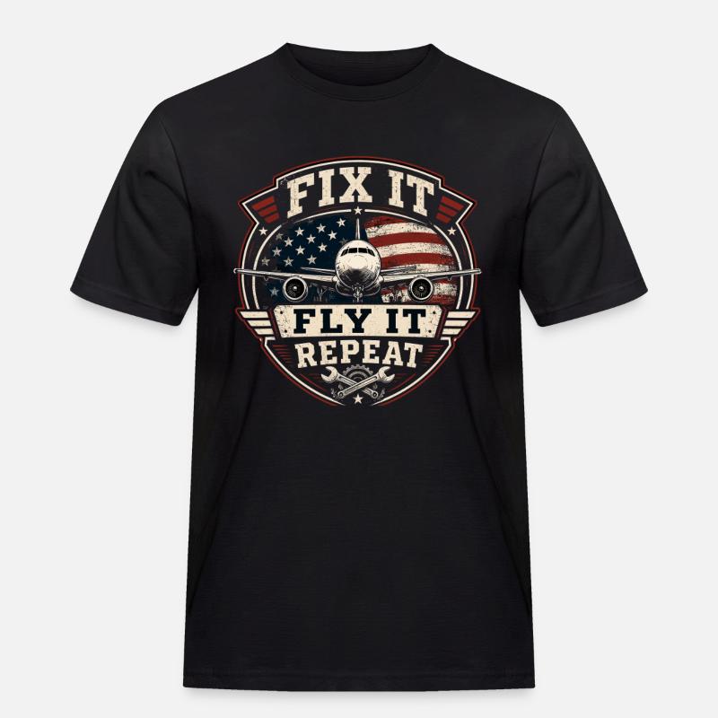 Flugzeugtechnik Wartung Luftfahrt Beruf - Männer Workwear T-Shirt - Schwarz