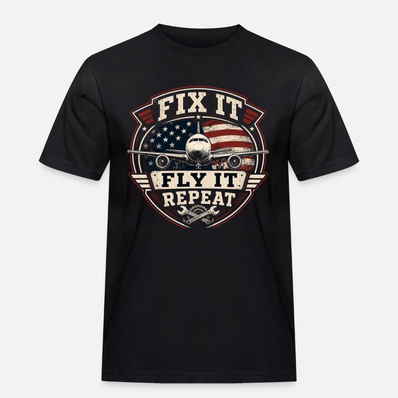 Luftfahrt Wartung Flugzeug Technik Profi - Männer Workwear T-Shirt - Schwarz