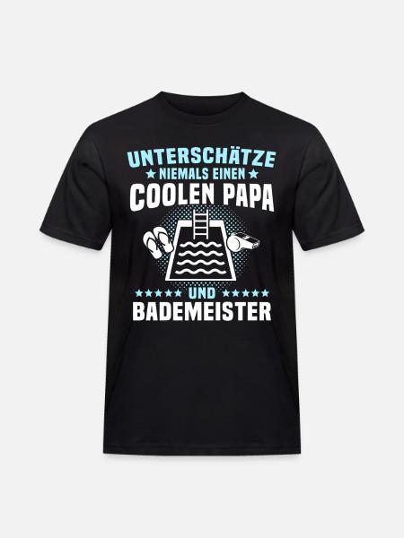 Bademeister Papa Schwimmmeister - Männer Workwear T-Shirt - Schwarz