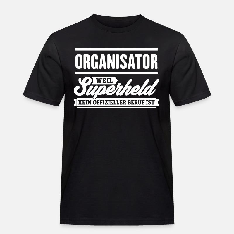 Superheld Organisator - Männer Workwear T-Shirt - Schwarz