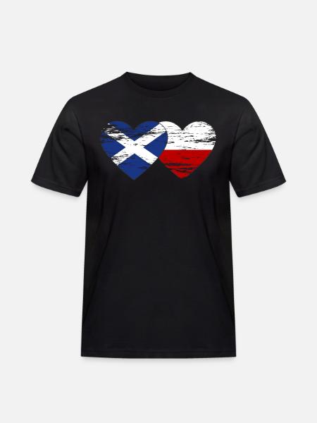Ecosse Pologne drapeau coeur utilisé - T-shirt Workwear homme - noir