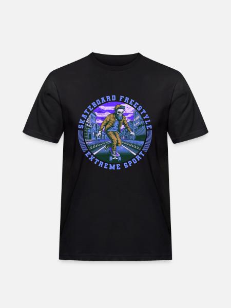 Cool Skull Skeleton Skateboard Skater - Men's Workwear T-Shirt - black