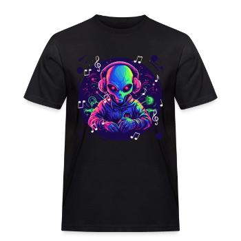 Obcy ze słuchawkami Pozaziemski DJ Muzyka - Męska koszulka robocza - czarny - Przód - AI Model Male 178 light (178cm)