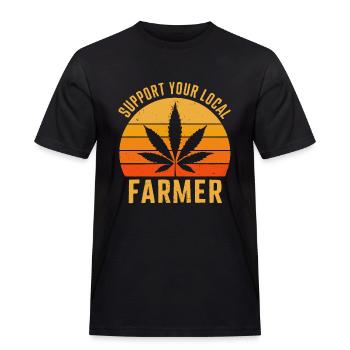Support Your Local Farmer Retro Marihuana Cannabis - Männer Workwear T-Shirt - Schwarz - Vorne - AI Model Male 178 light (178cm)