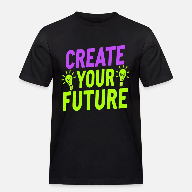 Create Your Future Glühbirne - Männer Workwear T-Shirt - Schwarz