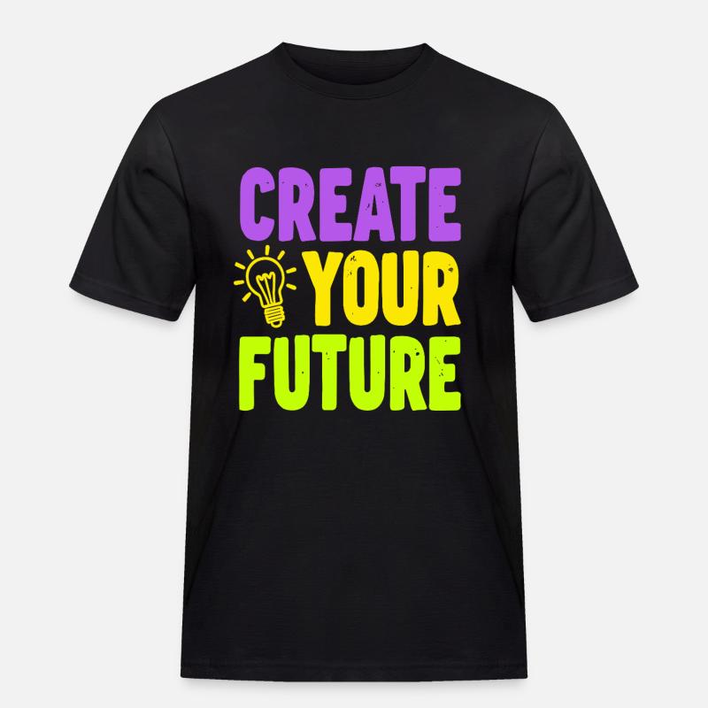 Create Your Future Glühbirne - Männer Workwear T-Shirt - Schwarz