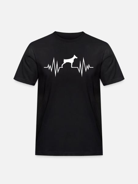 Heartbeat with dog - Men's Workwear T-Shirt - black