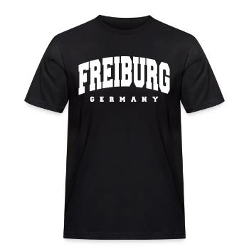 Freiburg - Männer Workwear T-Shirt - Schwarz - Vorne - AI Model Male 178 light (178cm)