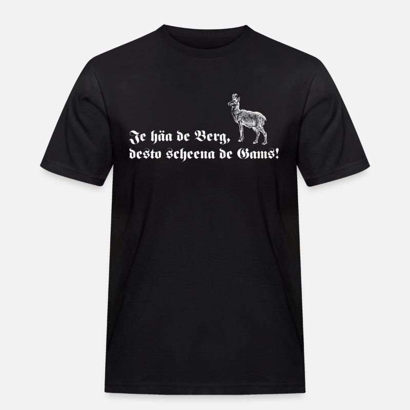 De scheena Gams - Männer Workwear T-Shirt - Schwarz