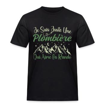 Plombière aventurier passionnée de Randonnée - T-shirt Workwear homme - noir - Devant - AI Model Male 178 light (178cm)
