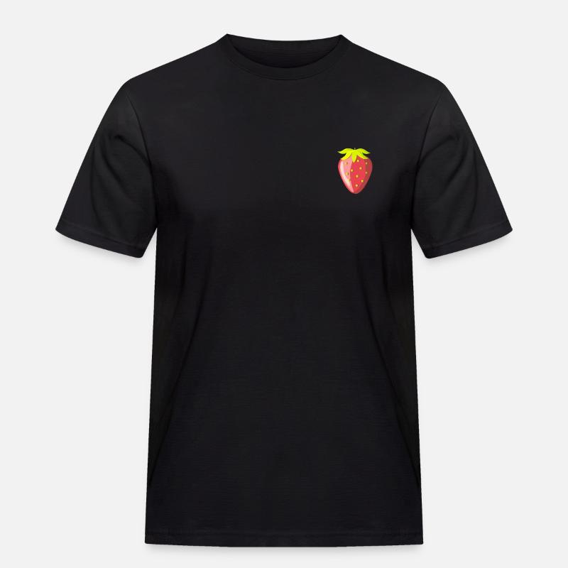 Erdbeere - Männer Workwear T-Shirt - Schwarz