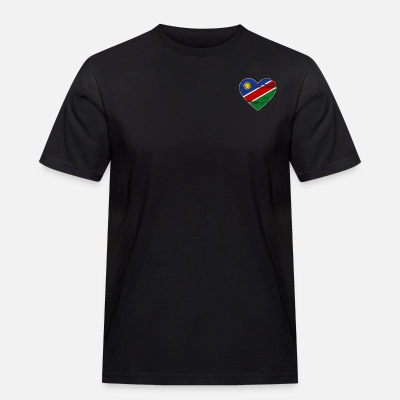 Namibia Flagge Herz used - Männer Workwear T-Shirt - Schwarz
