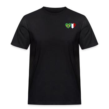 Brésil France Flag Coeur - T-shirt Workwear homme - noir - Devant - AI Model Male 178 light (178cm)