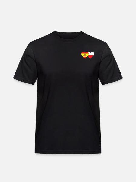 Spain Poland Flag Heart - Men's Workwear T-Shirt - black