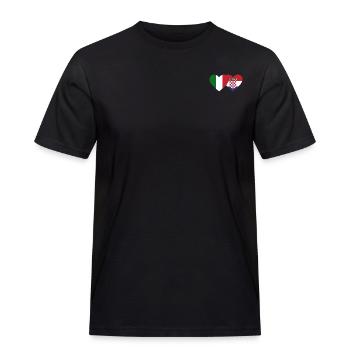 Italien Kroatien Flagge Herz - Männer Workwear T-Shirt - Schwarz - Vorne - AI Model Male 178 light (178cm)