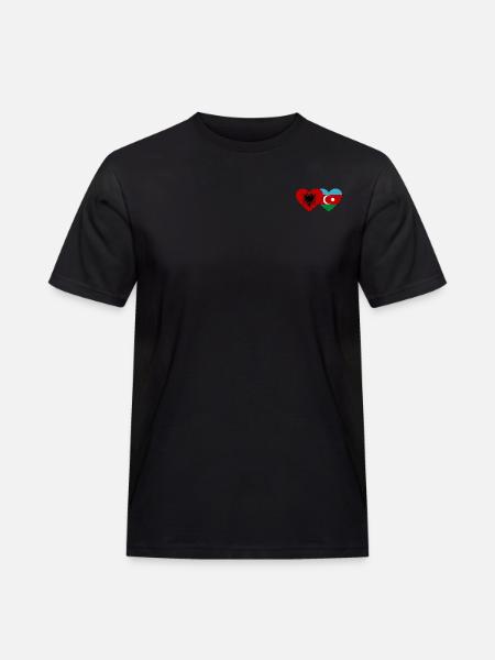 Albania Azerbaijan Flag Heart - Men's Workwear T-Shirt - black