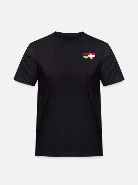 Mauritius Denmark Flag Heart - Men's Workwear T-Shirt - black