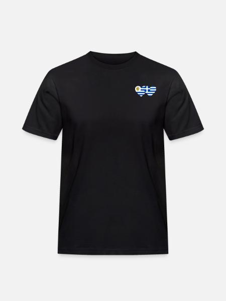 Uruguay Greece Heart Flag - Men's Workwear T-Shirt - black
