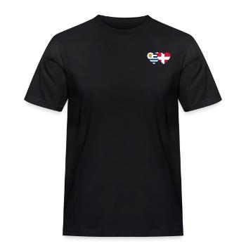 Uruguay Dänemark Herz Flagge - Männer Workwear T-Shirt - Schwarz - Vorne - AI Model Male 178 light (178cm)