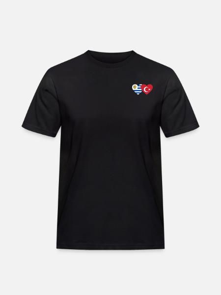 Uruguay Turkey Heart Flag - Men's Workwear T-Shirt - black