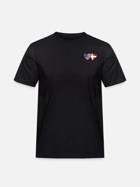 USA Denmark Flag Heart - Men's Workwear T-Shirt - black