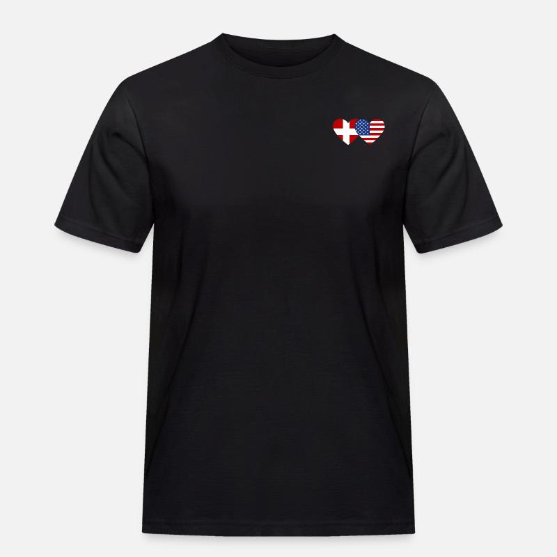 Danmark USA Flag Hjerte - Herre Workwear T-Shirt - sort