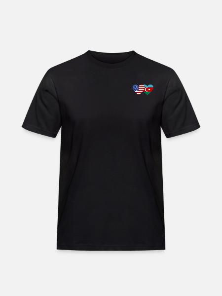 USA Azerbaijan flag heart - Men's Workwear T-Shirt - black