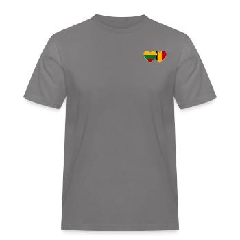 Litauen Belgien Flagge Herz - Männer Workwear T-Shirt - Grau - Vorne - AI Model Male 185 dark (185cm)