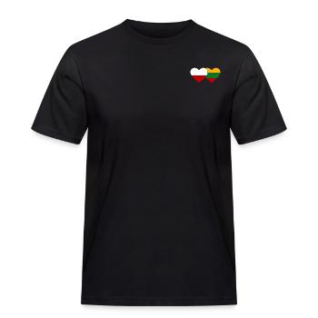 Poland Lithuania Flag Heart - Men's Workwear T-Shirt - black - Front - AI Model Male 178 light (178cm)