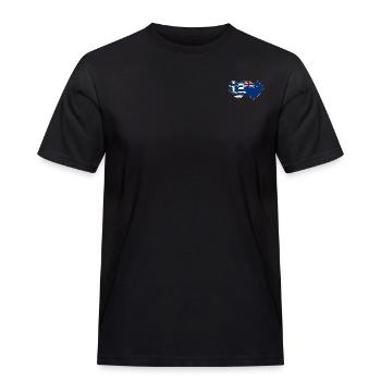 Griechenland Neuseeland Flagge used - Männer Workwear T-Shirt - Schwarz - Vorne - AI Model Male 178 light (178cm)