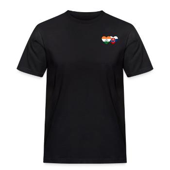 Indien Slowakei Flagge Herz - Männer Workwear T-Shirt - Schwarz - Vorne - AI Model Male 178 light (178cm)
