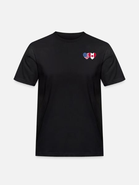 USA Canada Flag Heart - Men's Workwear T-Shirt - black