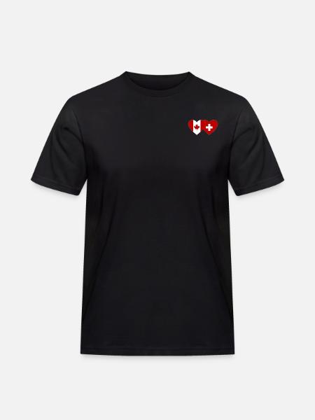 Canada Suisse Drapeau Coeur - T-shirt Workwear homme - noir