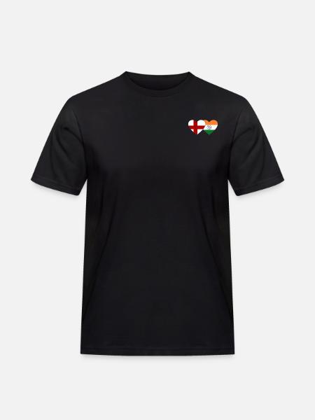 Angleterre Inde Drapeau Coeur - T-shirt Workwear homme - noir