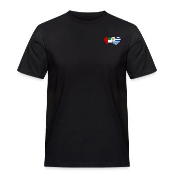 Vereinigte Arabische Emirate Uruguay Flagge Herz - Männer Workwear T-Shirt - Schwarz - Vorne - AI Model Male 178 light (178cm)